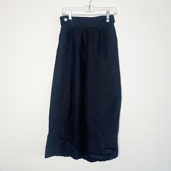 Linen Black Wide Leg Pants - Picture 7 of 14